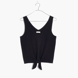 Madewell Texture & Thread Tie-Front Tank Top Black XS Ribbed